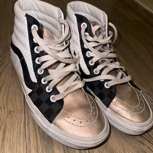 Vans Custom Women’s High-Top Sneakers - Black and Rose Gold